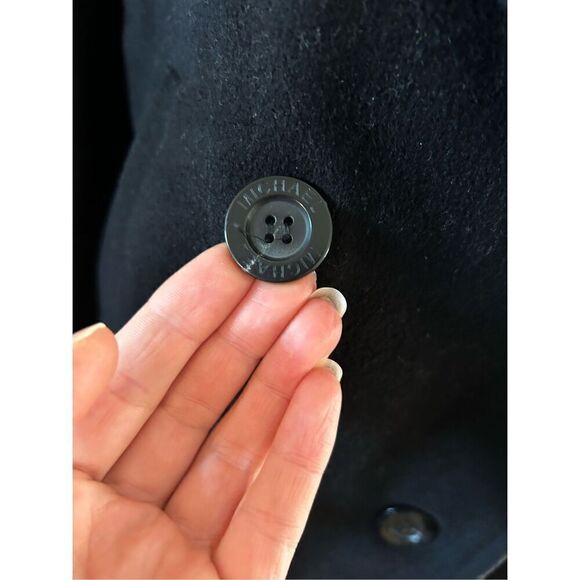 Michael Kors pea coat with hoodie black winter jacket wool size 10 - Picture 2 of 6